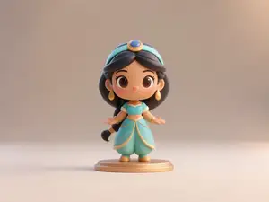 可爱迪士尼公主系列之茉莉公主--儿童节3D涂色石膏玩具