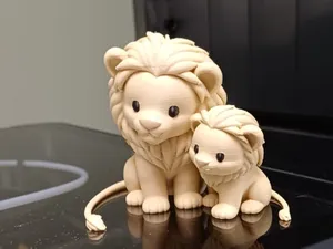 Lion & Cub Duo – Majestic 3D Printed Companions