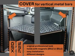 X2D + P2S -Cover für vertikale Metallstreben vorne