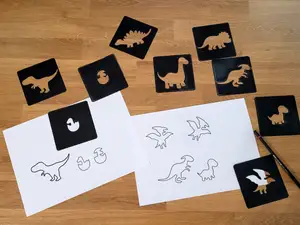 Dino stencil cards + organizer