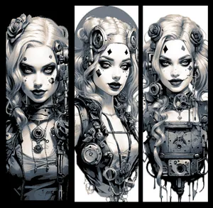 Harlequin of Steampunk Victorian Era - 3 Bookmarks