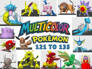 Multicolor Pokemon 121 to 135 (Gen 1)