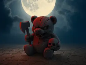 Boeser Teddy mit Axt