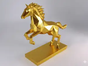 躍動する馬のローポリ彫刻 [Dynamic Low-Poly Horse Sculpture]