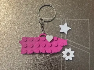 Puerto Rico Block Brick Keychain with Heart