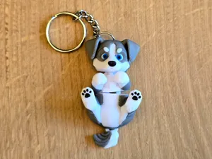 Australian Shepherd puppy dog flexi keychain