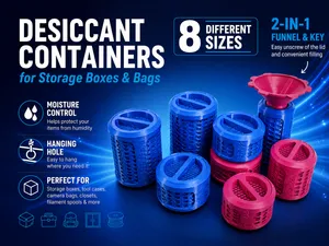 Desiccant containers for storage boxes/bags