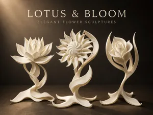Lotus & Bloom – 3-Piece Flower Sculpture Set