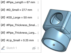 Flat 50mm to 27.7mm caravan water pipe adapter