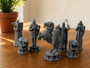 Fantasy Wizard Chess Figures Set 6 Piece Medieval