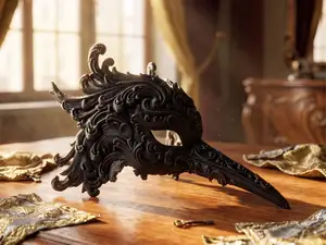 Baroque Heron Mask - The Ebony Flight Art