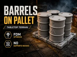 Barrels on Pallet – FDM Optimized Tabletop Terrain