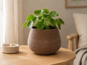 Wood Grain Planter – Rounded Flower Pot