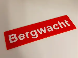 Bergwacht Schild für Sonnenblende