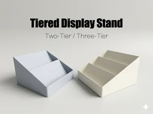 Three levels of tiered storage shelves