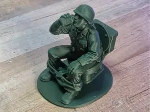 Green toy Army Soldier on Toilet Poop Drink Beer