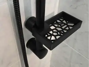 Bathroom shower rod shelf