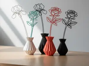Rose & Lily - Vase Decor - Minimalist Flowers