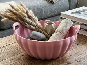 Scalloped Wavy Decorative Bowl with Handles
