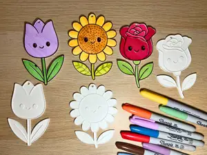 Flower Friends Colouring - Sunflower, Rose & Tulip
