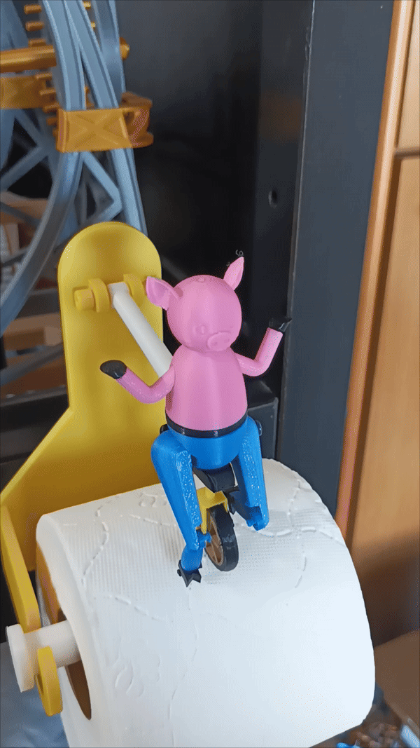 PIG ON UNYCICLE TOILETTE TOILET PAPER HOLDER
