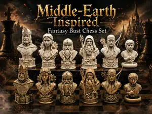Middle-Earth Inspired Fantasy Chess Set Bust STL