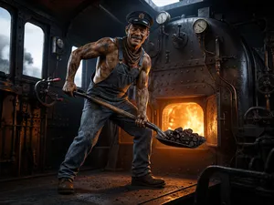 Steam Locomotive Fireman with Shovel – Version 2