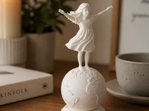 Girl on Planet Earth Figurine – Symbolic Art