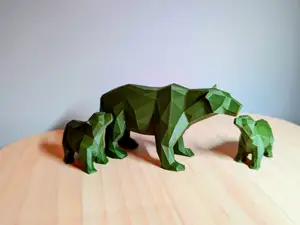 Polar Bear Family Low Poly