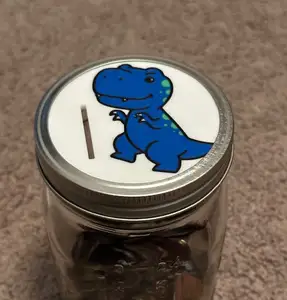 Dino Mason Jar Piggy Bank