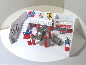 1:64 garage diorama with tools, accessories, LEDs