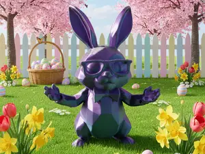 Lapin Low Poly : Élégance et Fun avec des Lunettes