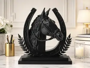Horse Sculpture with Horseshoe - Modern Animal Art