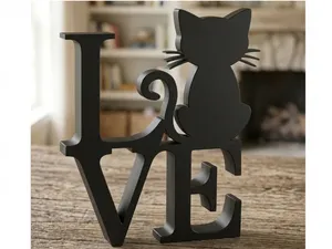 LOVE Deko mit Katze - 3D Tischdekoration
