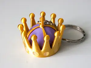 Cute Crown Keychain with diamonds (transp. PLA)