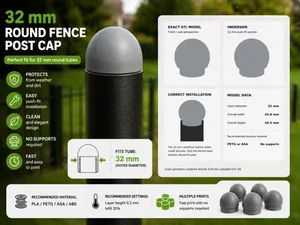 32 mm Round Fence Post Cap | Push-Fit End Cap