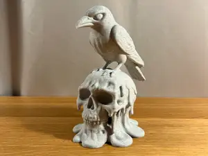 Melted Skull with Crow