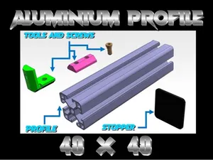 Profile Alu / Profilo 40x40 con accessori e viti