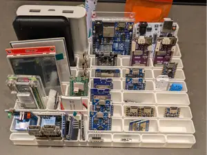 Dev Board Organizer: ESP32/Arduino/RPi + cells+acc