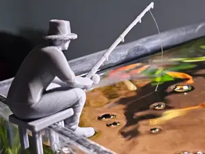 Fishing Man Aquarium Figurine