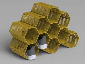 Honeycomb shoerack stack, lock & wall mountable