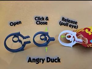 Angry Duck – Ratcheting Bag Clip (Print-in-Place)