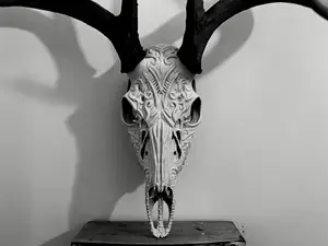Graphic Deer Skull "Sacred" - Antler Mount Bullets