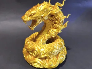 Majestic Golden Serpent Statue