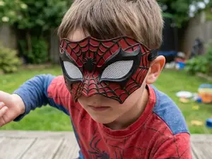 Spider-Inspired Kids Mask with Mesh Eyes