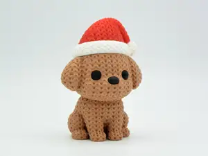 Knitted Dog with Santa Hat - Christmas