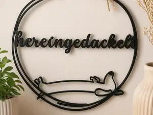 Türschild / Fensterbild "Hereingedackelt"