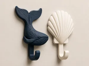 Ocean Wall Hook Set  | Whale & Shell STL