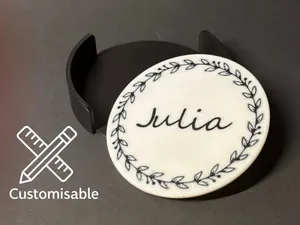 Name Coaster – Personalized Floral Wreath Design