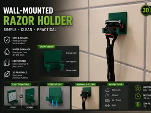 Wall Mounted Razor Holder - No ams ,No Support